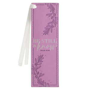 Be Still & Know Lilac Faux Leather Bookmark- Psalm 46:10