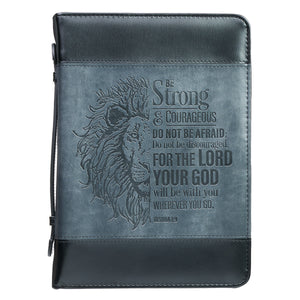 Be Strong Lion Two-Tone Classic Bible Cover - Joshua 1:9