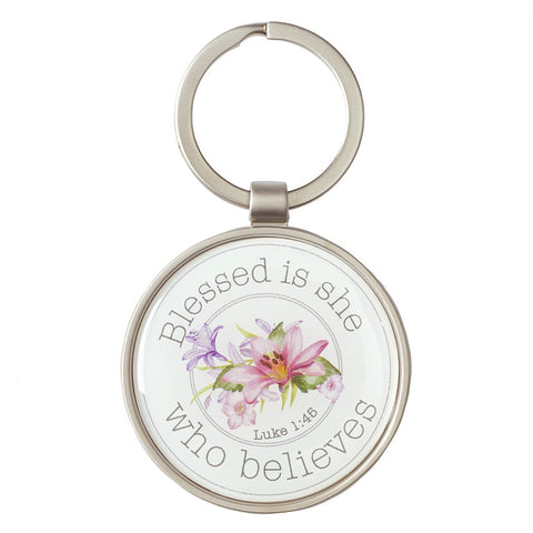 Blessings from Above Collection: Metal Key Ring - Luke 1:45
