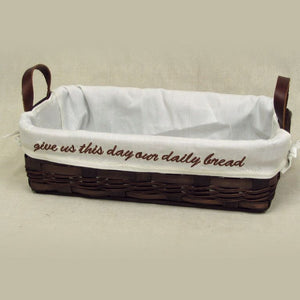Give Us This Day Our Daily Bread, Brown Loaf Basket, Burlap Lining