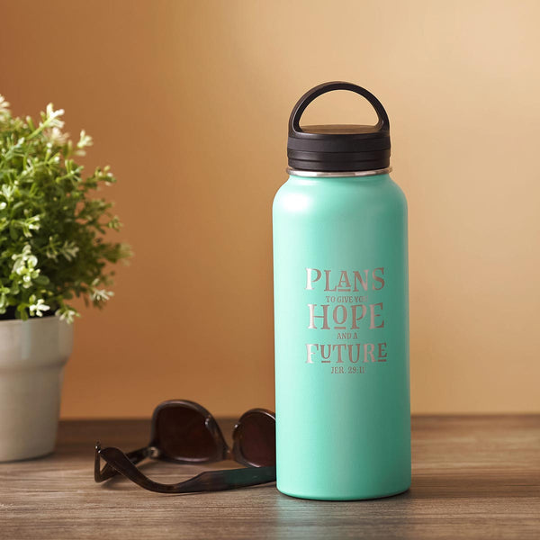 Hope and Future Turquoise Stainless Steel Water Bottle - Jeremiah 29:11