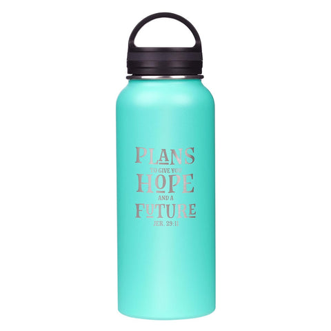 Hope and Future Turquoise Stainless Steel Water Bottle - Jeremiah 29:11