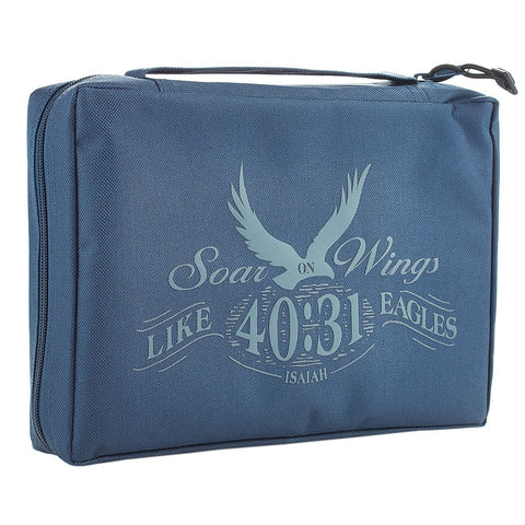 Cadet Blue Poly-Canvas Isaiah 40:31 "Soar" Bible / Book Cover (Large)