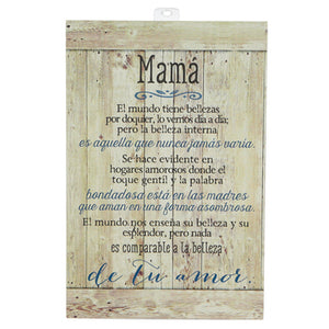 Beautiful Mother Wooden Art Frame (Spanish), Wood, Brown, 6 x 9 Inches