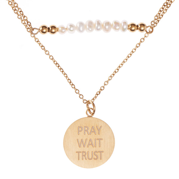 Double Strand Fresh Water Pearl And Disc Necklace