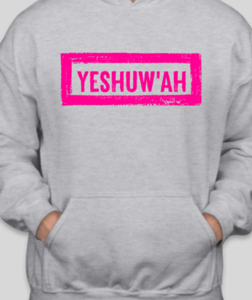 Yeshuw'ah Hoodie KID SIZES - Grey & Hot Pink