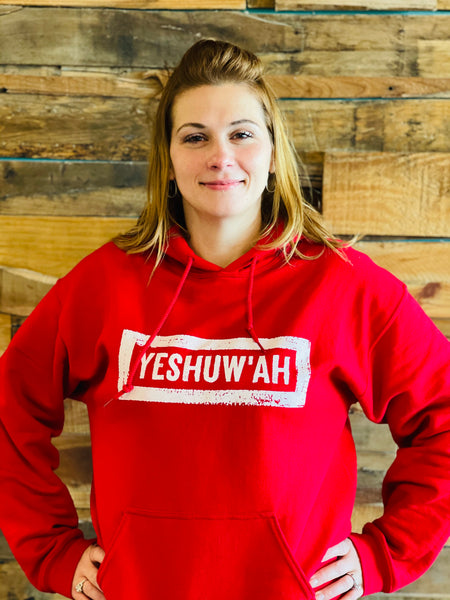 Yeshuw'ah Hoodie - Red & White