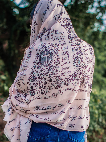 And He Shall be Called Prayer Scarf (Jesus's Names) - Peach Blush