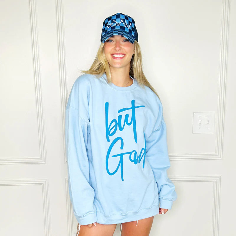 PUFF BUT GOD SWEATSHIRT (BLUE)