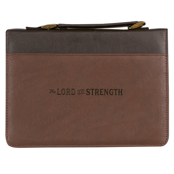 Strength and Defense Walnut-Brown Faux Leather Classic Bible Cover- Exodus 15:2