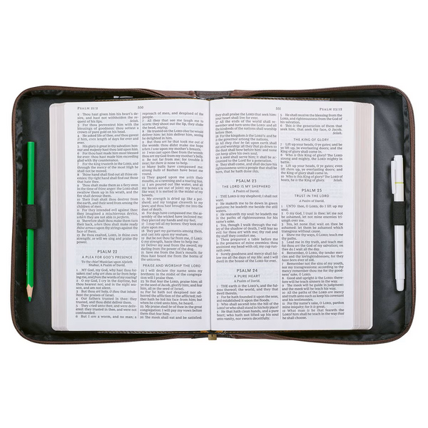 Strength and Defense Walnut-Brown Faux Leather Classic Bible Cover- Exodus 15:2