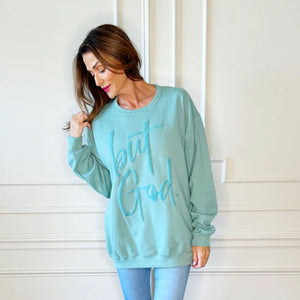 PUFF BUT GOD SWEATSHIRT (SAGE/TEAL)