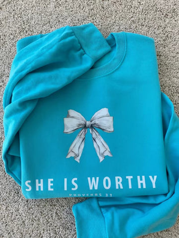 She is ...WORTHY (Teal)