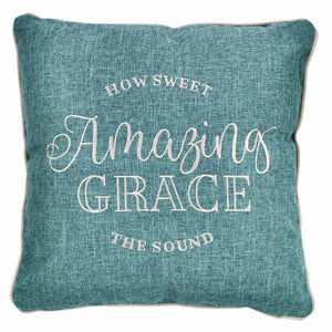 Amazing Grace Embroidered Square Pillow