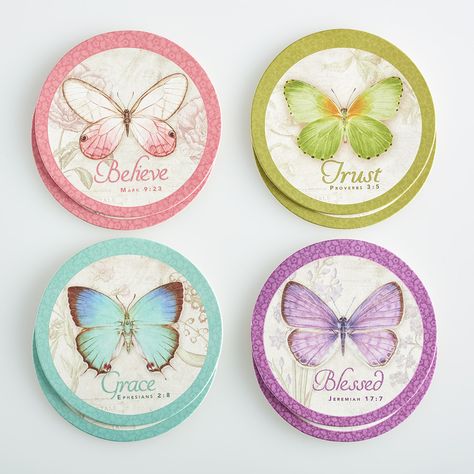 Butterfly Blessings Paper Coasters, Set of 8