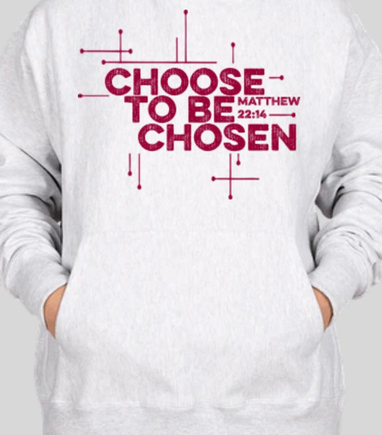 Choose To Be Chosen Champion Hoodie- Silver Gray & Pink