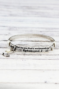 Ephesians 2:10 Burnished Silver Bracelet