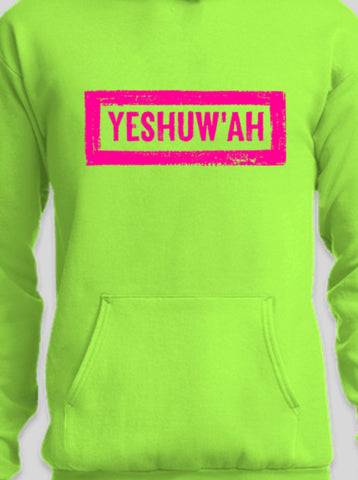 Yeshuw'ah Hoodie - Neon Green & Pink