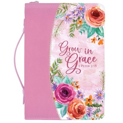 Grow in Grace Bible Cover, Pink Floral