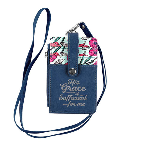 His Grace is Sufficient Faux Leather ID Card Holder