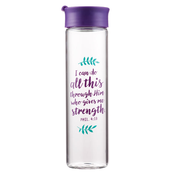 I Can Do All This - Philippians 4:13 Glass Water Bottle