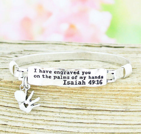 Isaiah 49:16 Silver Bracelet