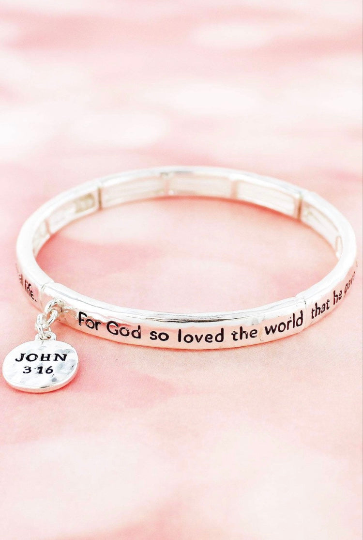 John 3:16 Silver Bracelet