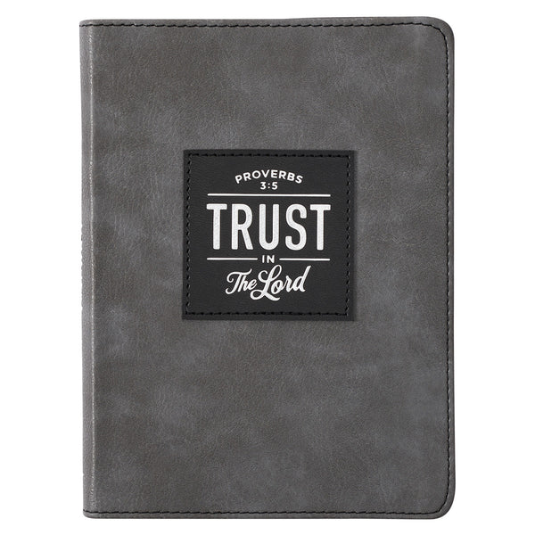 Trust in the LORD Gray Faux Leather Handy-sized Journal - Proverbs 3:5