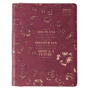 2022 I Know The Plans Large Zippered Purple Faux Leather 18-month Planner for Women - Jeremiah 29:11