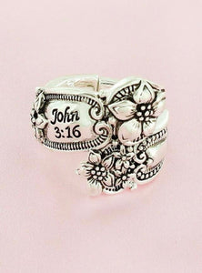 John 3:16 Elastic Antique Ring