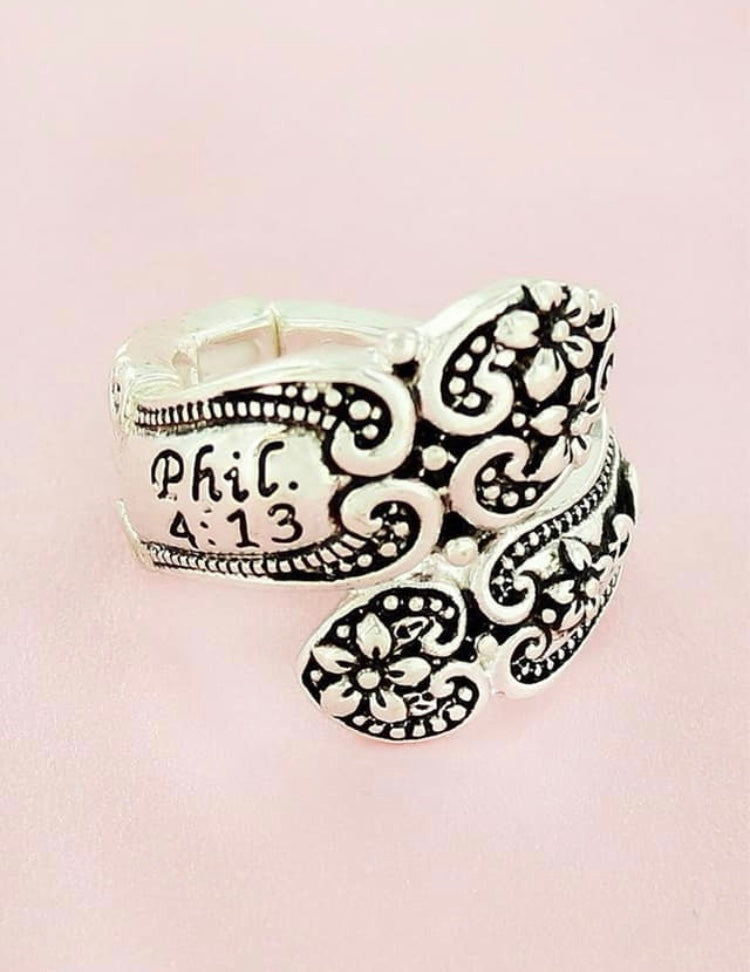 Phil. 4:13 Elastic Antique Ring