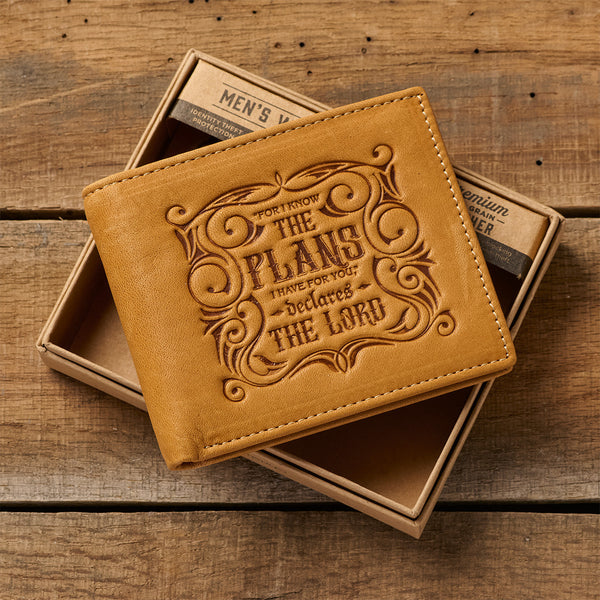 I Know The Plans Camel Tan Genuine Leather Wallet - Jeremiah 29:11