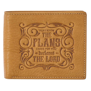 I Know The Plans Camel Tan Genuine Leather Wallet - Jeremiah 29:11